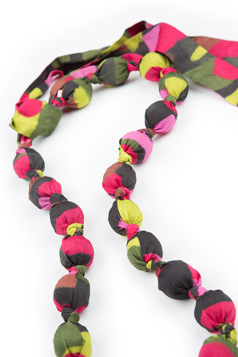 Paint Mosaic Silk Bamboo Bead Necklace