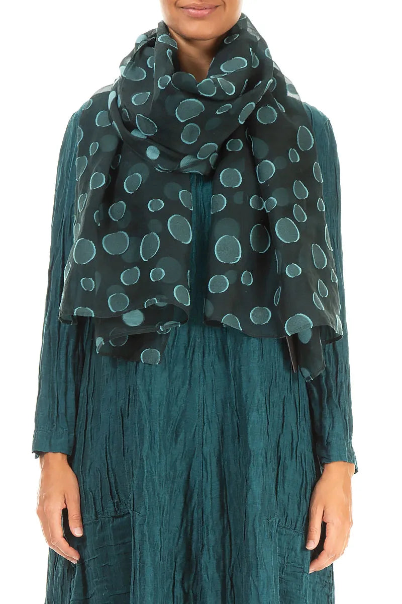 Peacock Bubbles Silk Scarf 1