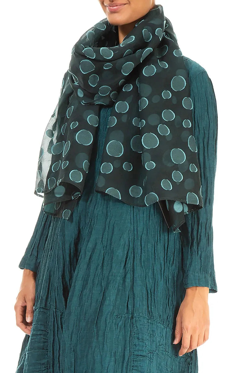 Peacock Bubbles Silk Scarf 3