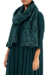 Peacock Circle Silk Linen Scarf 3