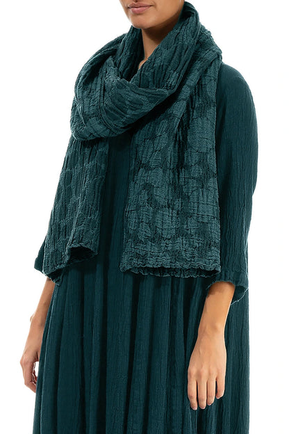 Peacock Circle Silk Linen Scarf 3