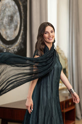 Peacock Crumpled Silk Chiffon Scarf 5