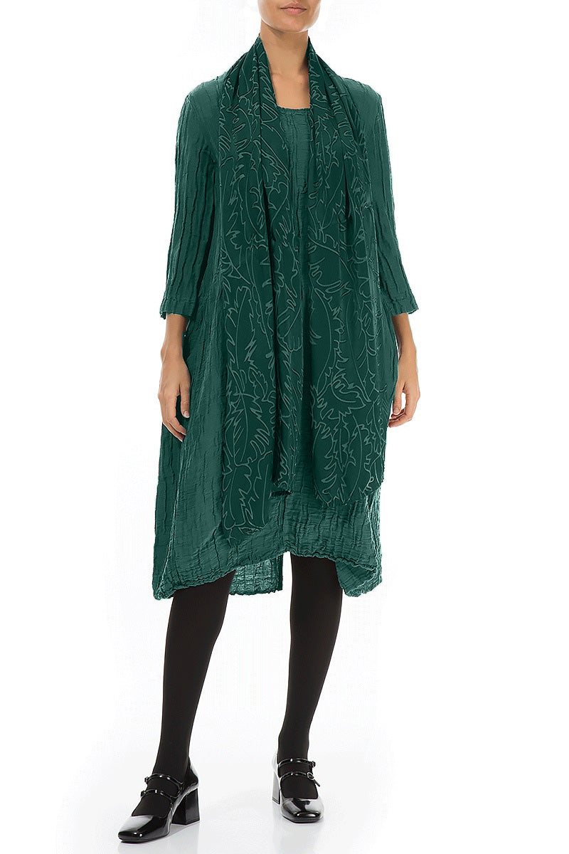 Peacock Devoré Feather Silk Scarf 2