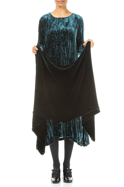 Écharpe en velours de soie double face à motif paon