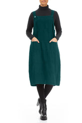 Peacock Linen Dungaree Dress 4
