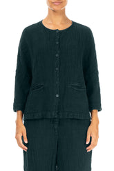 Peacock Mélange Linen Jacket Blouse 1