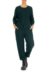 Peacock Mélange Linen Jacket Blouse 4