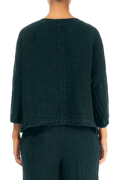 Peacock Mélange Linen Jacket Blouse 2