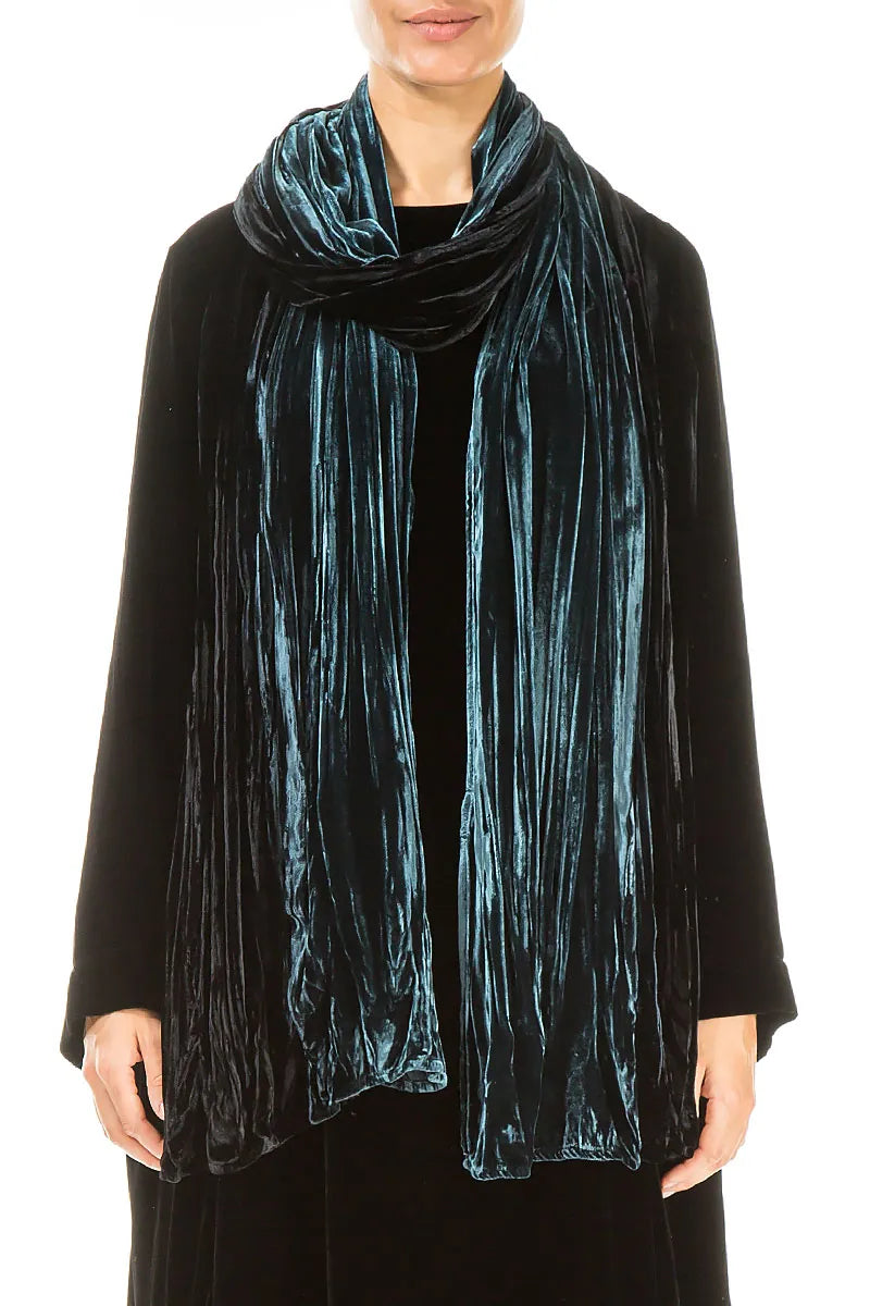 Peacock Ombré Silk Velvet Scarf 1