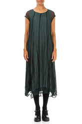 Peacock Crumpled Silk Chiffon Dress 2