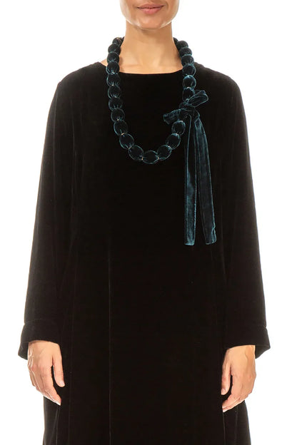 Peacock Silk Velvet Bead Necklace 1