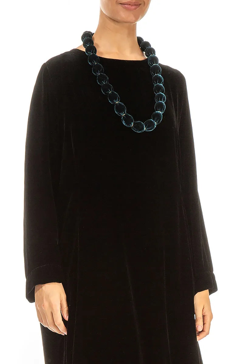 Peacock Silk Velvet Bead Necklace 3