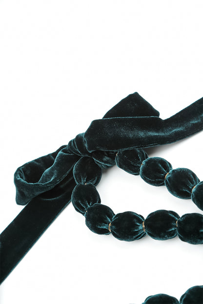 Peacock Silk Velvet Bead Necklace 5