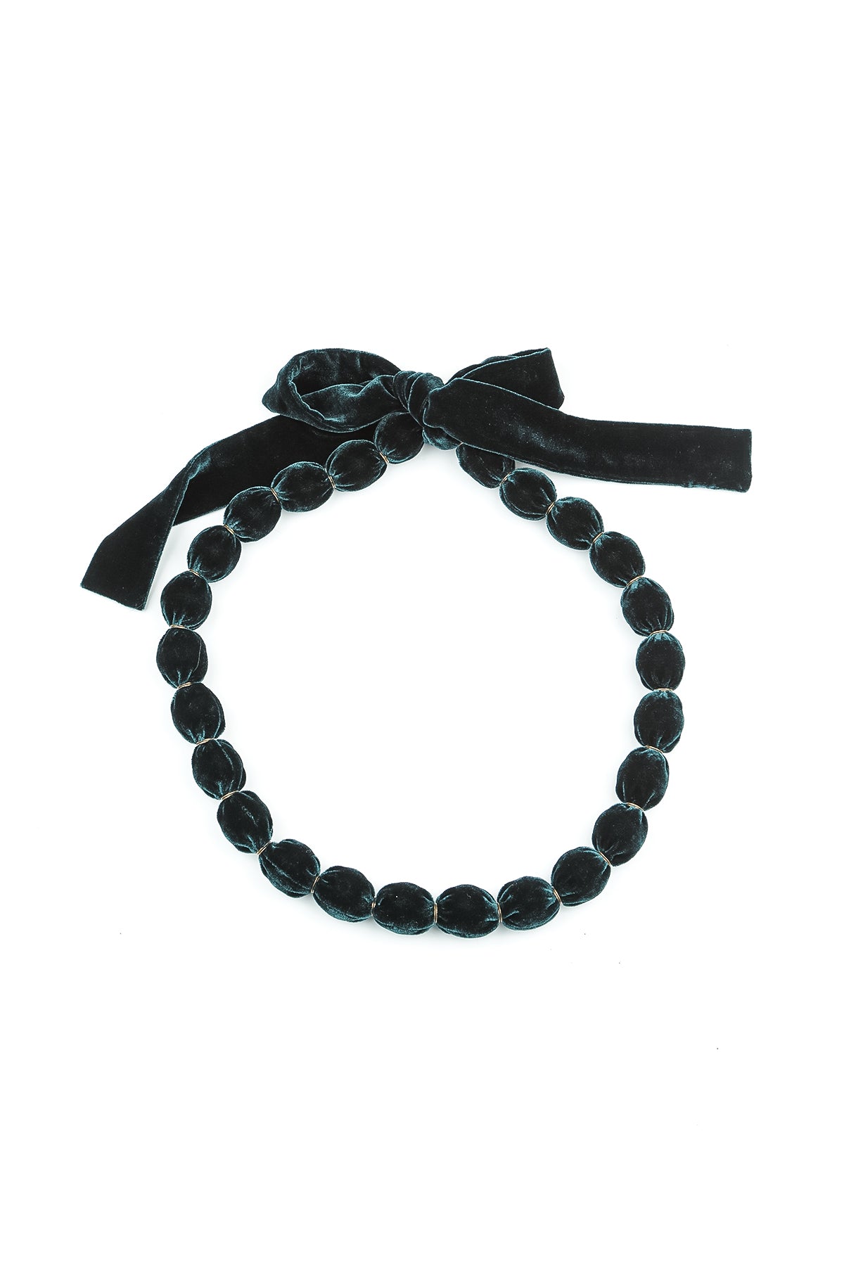 Peacock Silk Velvet Bead Necklace 4