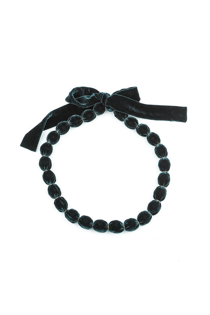 Peacock Silk Velvet Bead Necklace 4