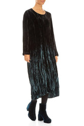 Peacock Silk Velvet Ombré Dress 3