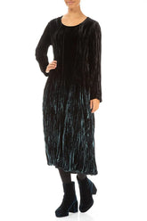 Peacock Silk Velvet Ombré Dress 4