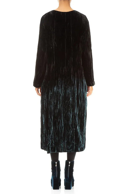 Peacock Silk Velvet Ombré Dress 2