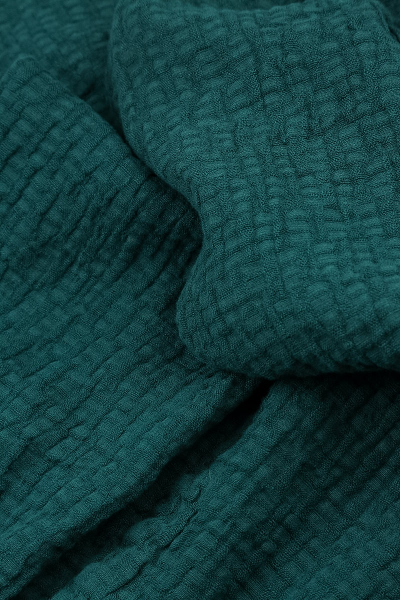 Peacock Textured Linen Midi Skirt 5