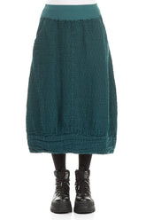Peacock Textured Linen Midi Skirt 1