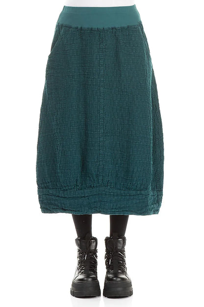Peacock Textured Linen Midi Skirt 1