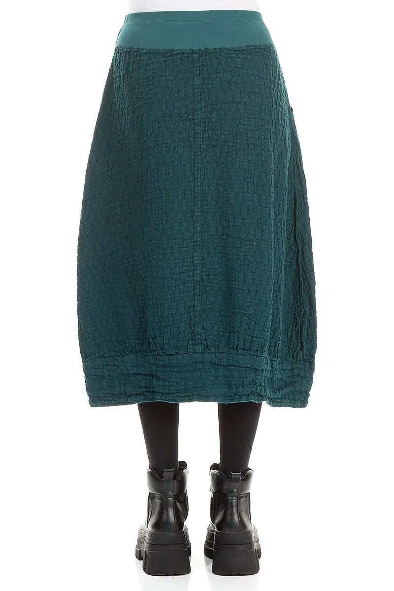 Peacock Textured Linen Midi Skirt 2