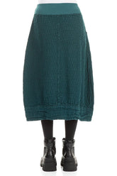 Peacock Textured Linen Midi Skirt 2