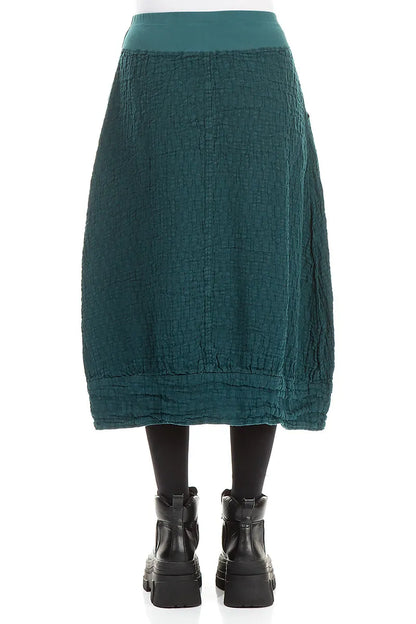 Peacock Textured Linen Midi Skirt 2