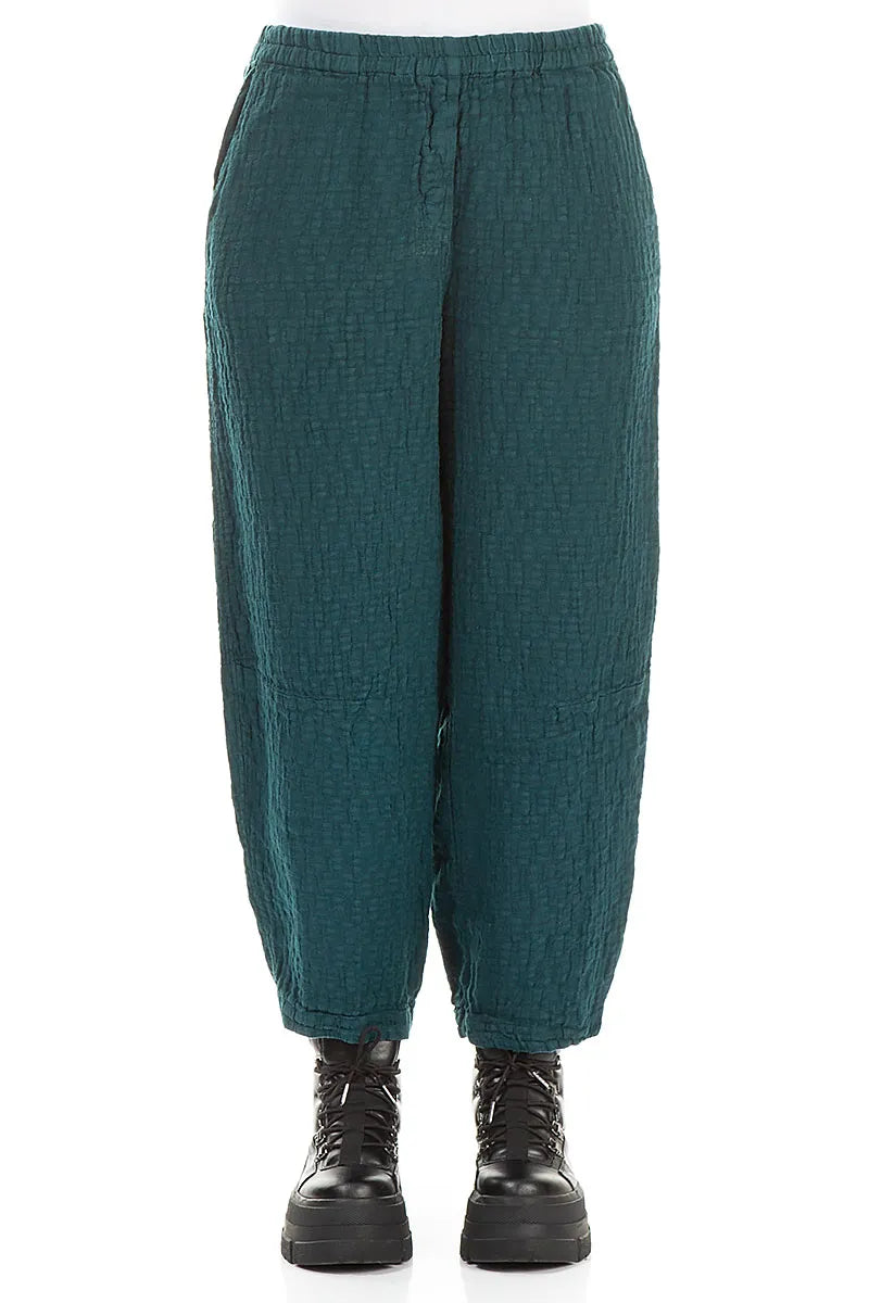 Peacock Textured Linen Trousers 1