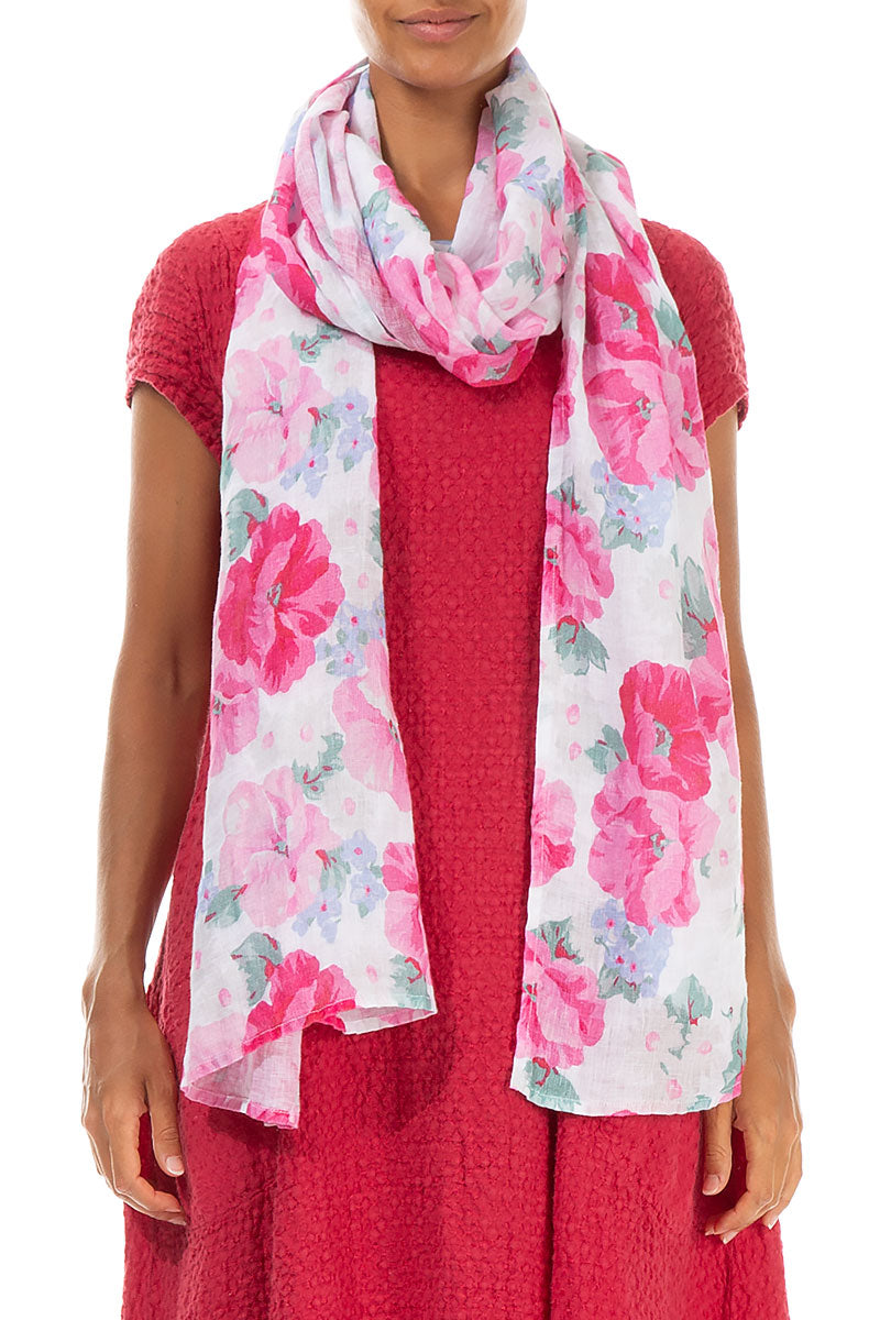 Peony Blossom Soft Gauze Linen Scarf 1