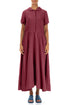 Peter Pan Collar Antique Ruby Linen Dress 1