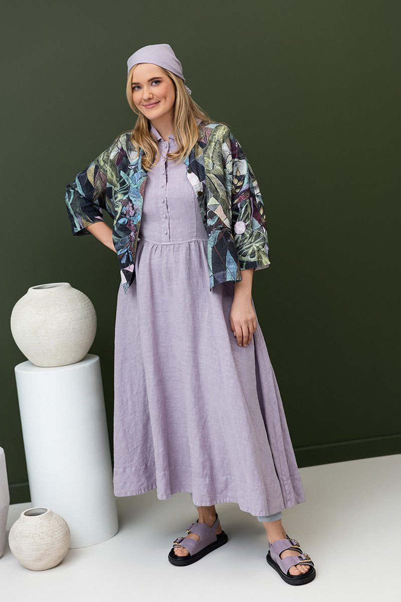 Peter Pan Collar Lilac Linen Dress 6