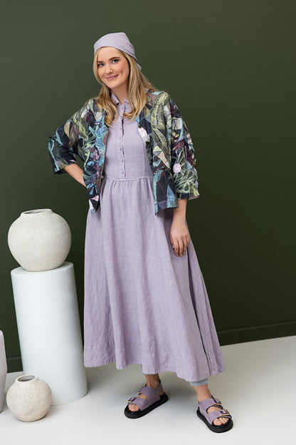 Peter Pan Collar Lilac Linen Dress 6