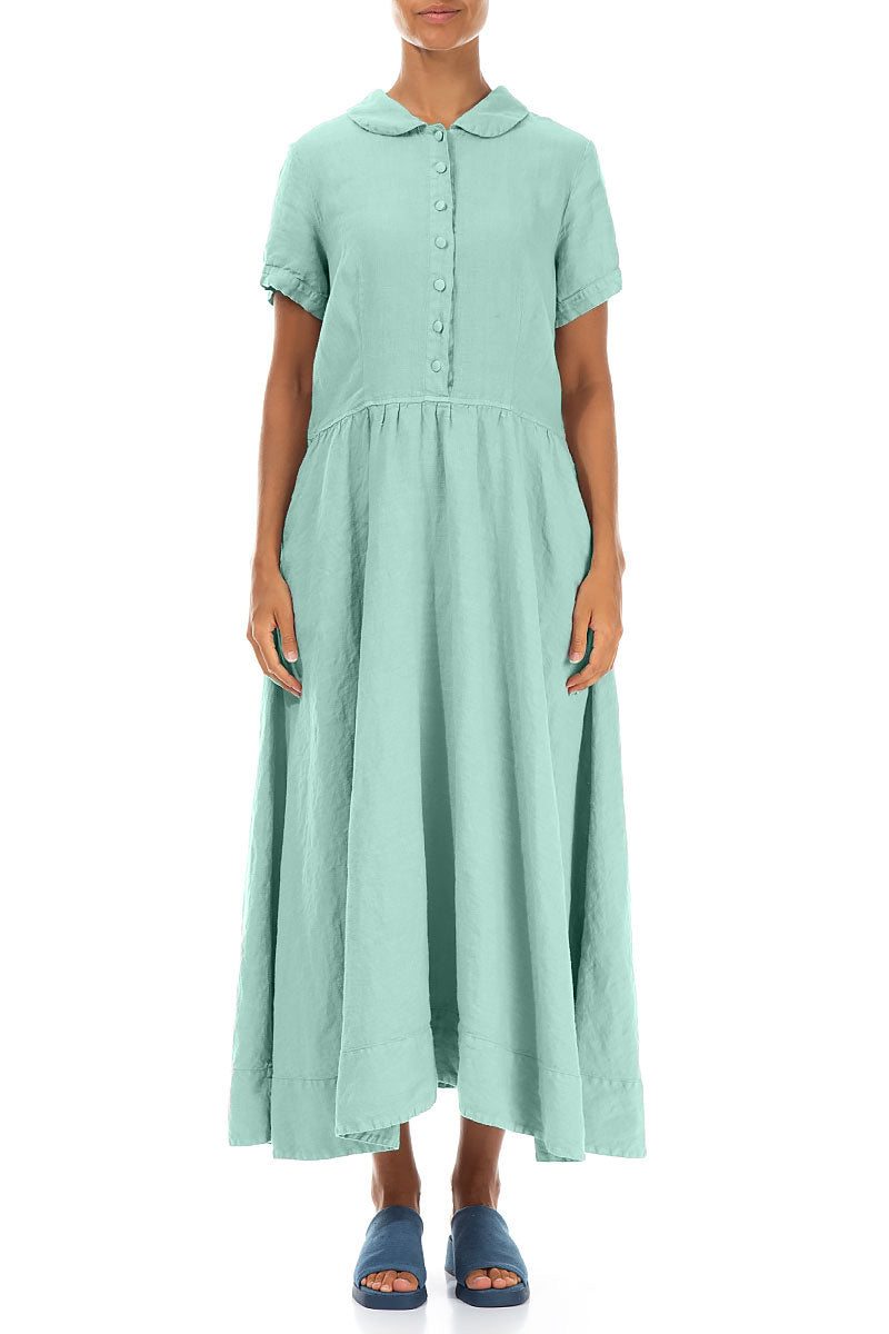 Peter Pan Collar Mint Linen Dress