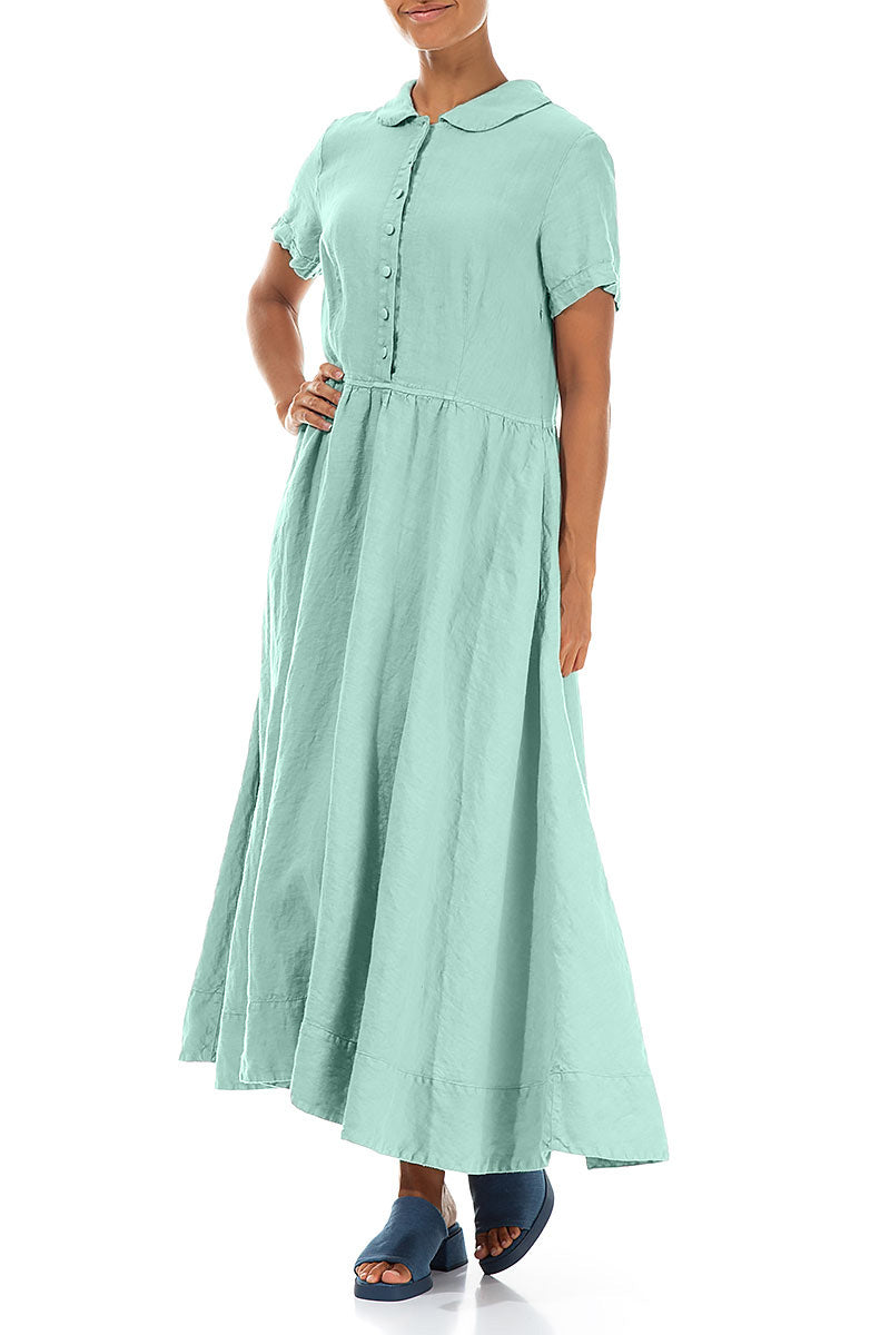 Peter Pan Collar Mint Linen Dress