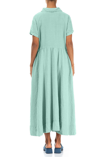 Peter Pan Collar Mint Linen Dress