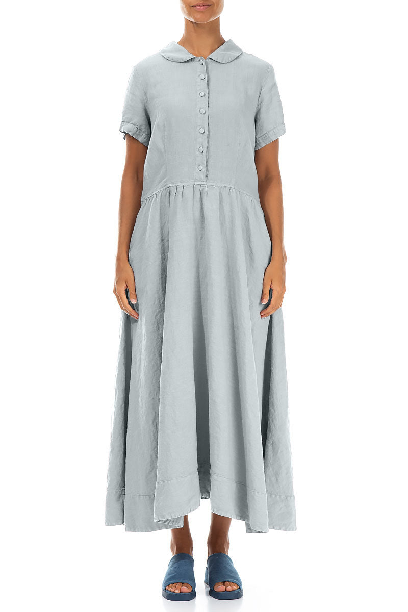 Peter Pan Collar Silver Grey Linen Dress