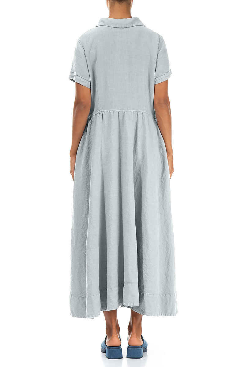 Peter Pan Collar Silver Grey Linen Dress