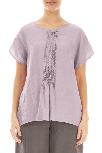 Pin-Tucked Lilac Linen Blouse 1