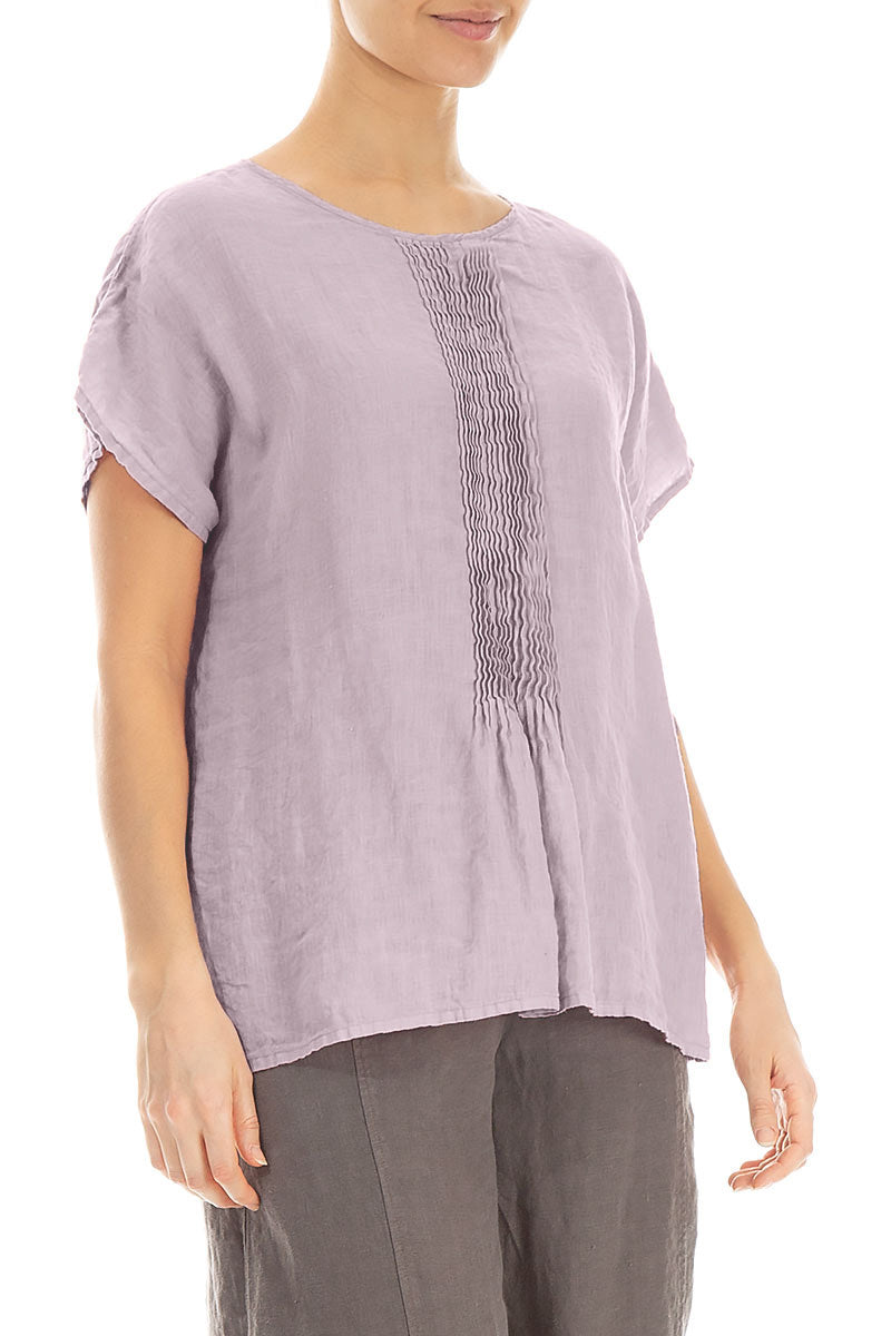 Pin-Tucked Lilac Linen Blouse 3