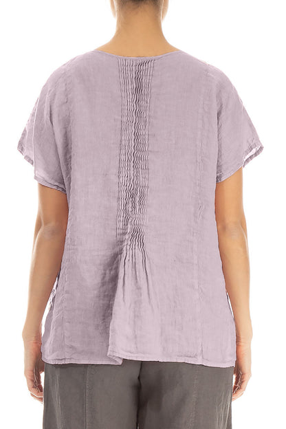 Pin-Tucked Lilac Linen Blouse 2