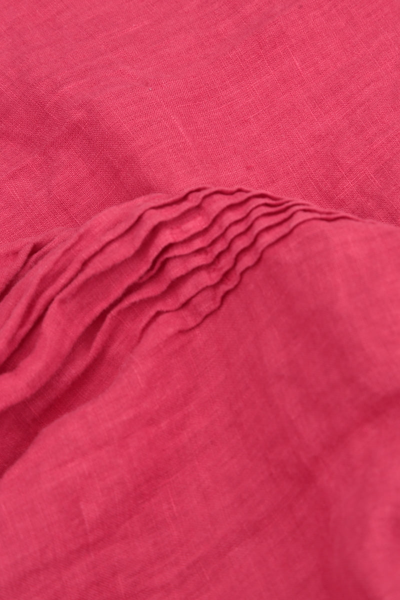 Pin-Tucked Raspberry Linen Blouse 5
