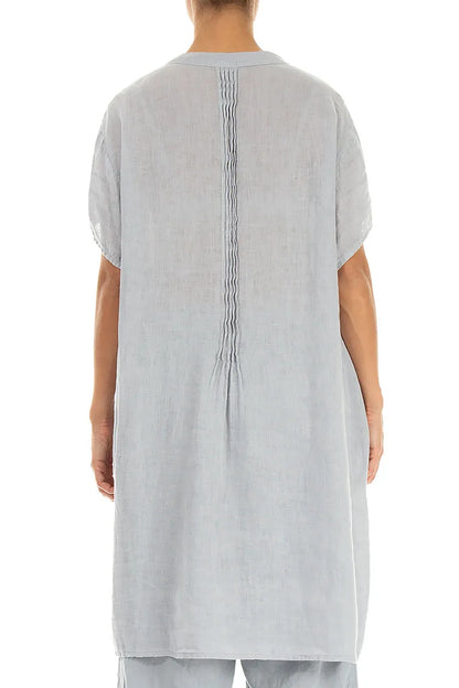 Pin-Tucked Silver Grey Gauze Linen Tunic 2