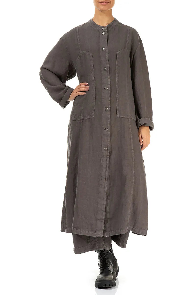 Veste en lin truffe Off-Dye Pin Décor