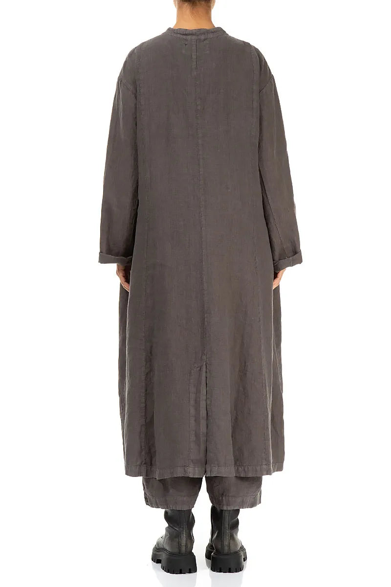 Pin Décor Off-Dye Truffle Linen Jacket