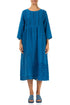 Pin Tucks Frayed Hem Cobalt Blue Linen Dress 1