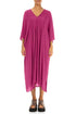 Pin Tucks Fuchsia Silk Viscose Dress 1