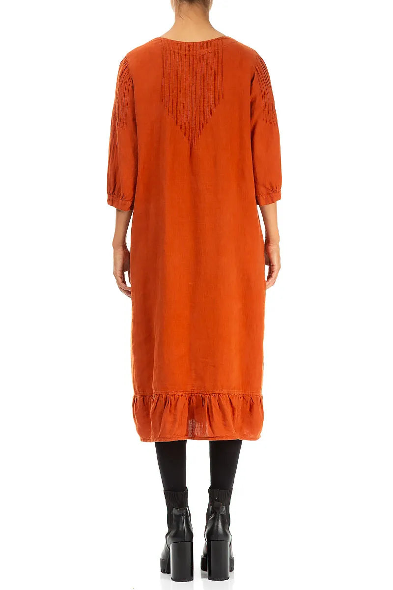 Pin Tucks Saffron Linen Dress 2