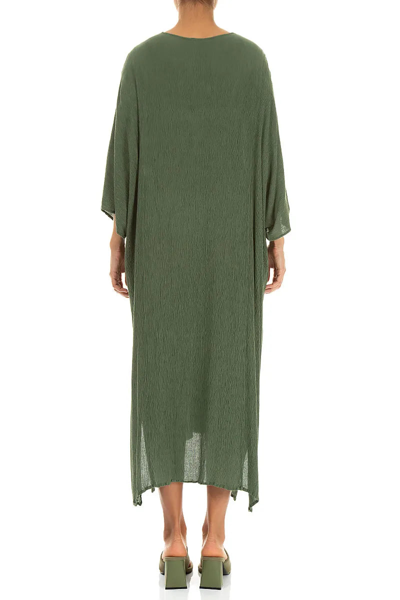 Pin Tucks Sage Silk Viscose Dress 2
