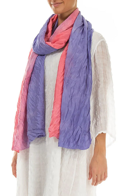 Pink Purple Ombré Crumpled Silk Scarf 3